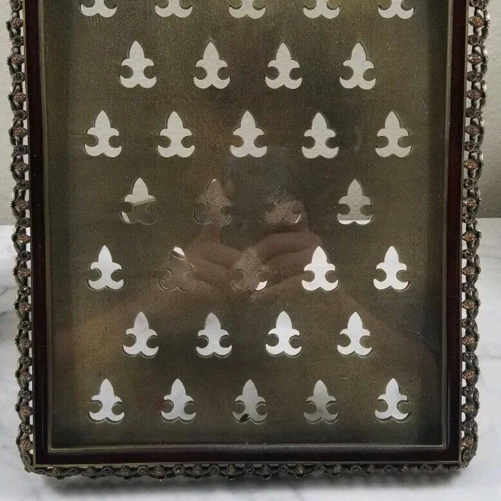 RARE SIGNED JAY STRONGWATER RED FLEUR DE LIS TIARA SCROLL CRYSTAL ENAMEL FRAME